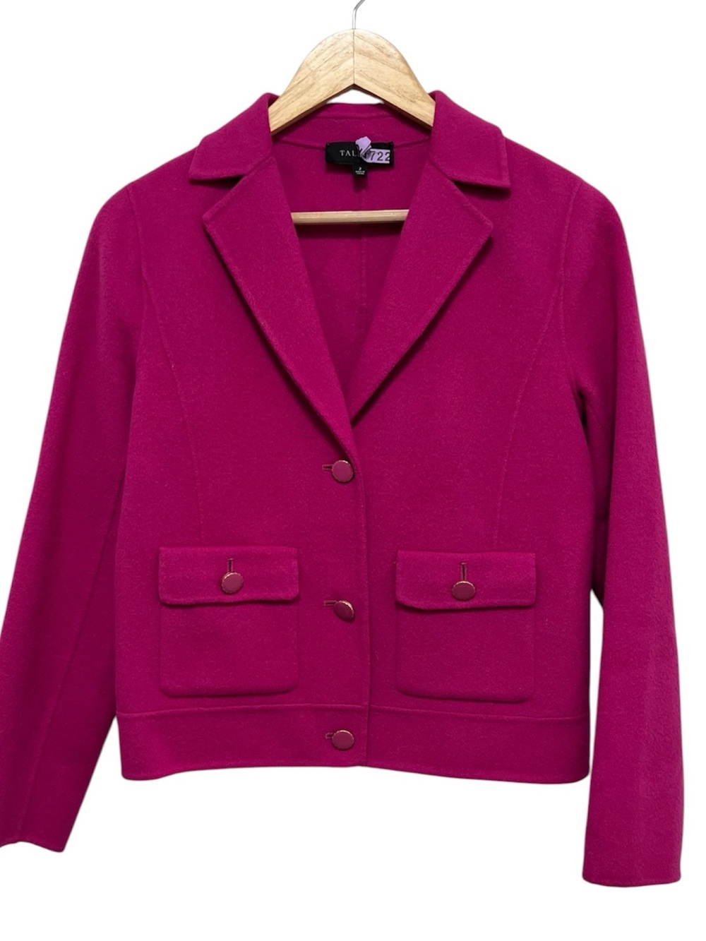 Talbots Vibrant Deep Pink Fuchsia Wool Blend Jacket Size 2